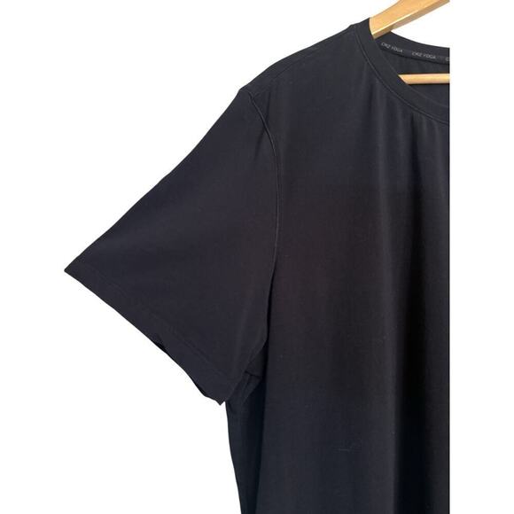 CRZ Yoga Women's Stretch Pima Cotton Short Sleeve Henley T-Shirt Size XXL Black - Picture 2 of 7